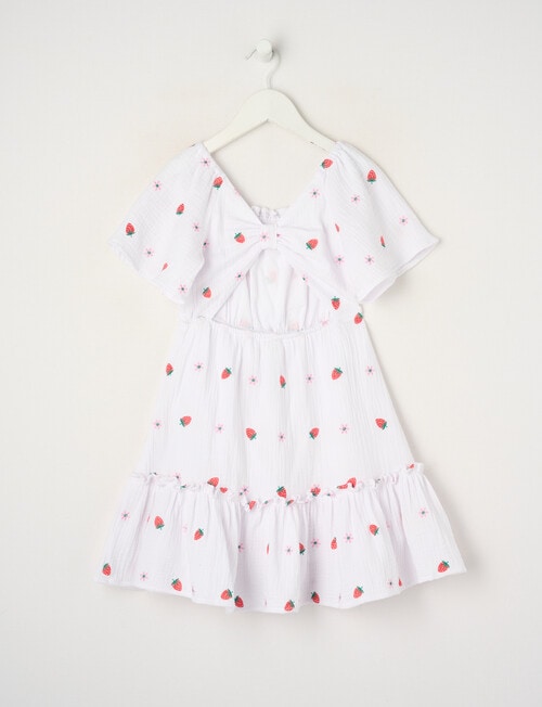 Mac & Ellie Strawberry Daisy Cut Out Back Embroided Dress, Vanilla product photo View 02 L