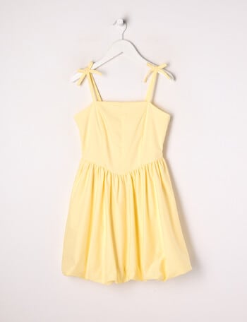 Switch Balloon Hem Tie Strap Dress, Pale Lemon product photo
