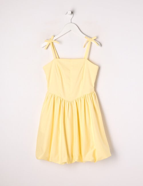 Switch Balloon Hem Tie Strap Dress, Pale Lemon product photo