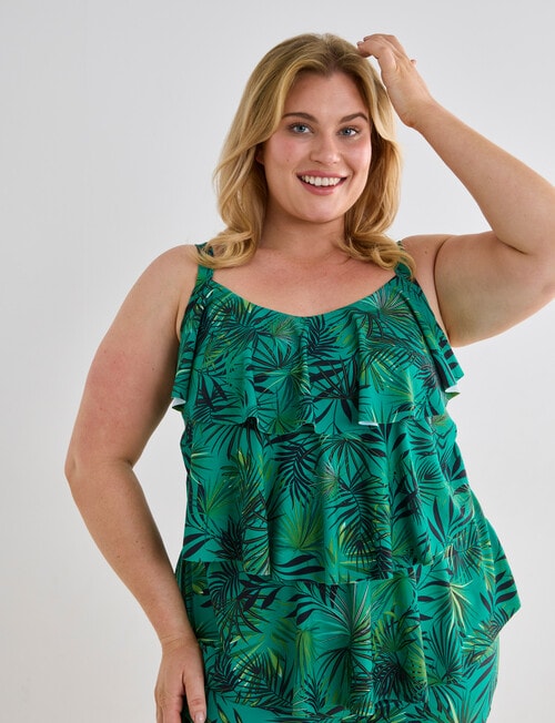 Zest Resort Curve Palm Tiered Tankini, Green product photo View 06 L