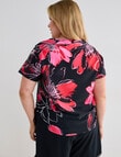 Zest Resort Curve Floral Ruched Side Swim Tee, Bold Red product photo View 02 S