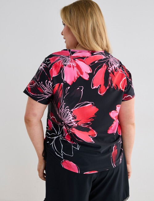 Zest Resort Curve Floral Ruched Side Swim Tee, Bold Red product photo View 02 L