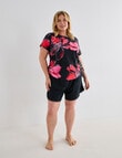 Zest Resort Curve Floral Ruched Side Swim Tee, Bold Red product photo View 03 S