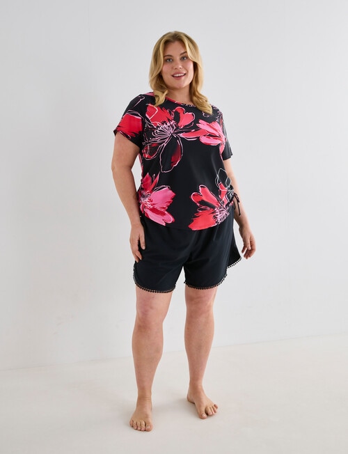 Zest Resort Curve Floral Ruched Side Swim Tee, Bold Red product photo View 03 L