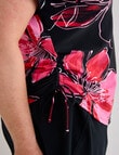 Zest Resort Curve Floral Ruched Side Swim Tee, Bold Red product photo View 05 S