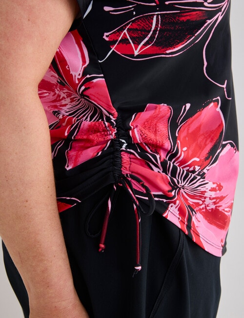 Zest Resort Curve Floral Ruched Side Swim Tee, Bold Red product photo View 05 L