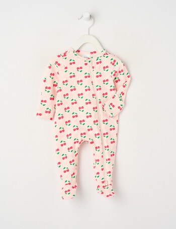 Teeny Weeny Sleep Stretch Cotton Cherry Sleepsuit, Pink product photo