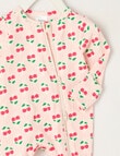 Teeny Weeny Sleep Stretch Cotton Cherry Sleepsuit, Pink product photo View 02 S