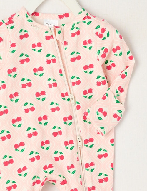 Teeny Weeny Sleep Stretch Cotton Cherry Sleepsuit, Pink product photo View 02 L