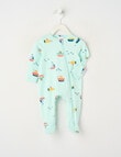 Teeny Weeny Sleep Stretch Cotton Boat Sleepsuit, Aqua product photo