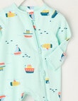 Teeny Weeny Sleep Stretch Cotton Boat Sleepsuit, Aqua product photo View 02 S