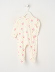 Teeny Weeny Sleep Stretch Cotton Floral Sleepsuit, Cream & Pink product photo