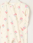 Teeny Weeny Sleep Stretch Cotton Floral Sleepsuit, Cream & Pink product photo View 02 S