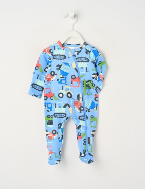 Teeny Weeny Sleep Stretch Cotton Dumpster Truck Sleepsuit, Blue product photo