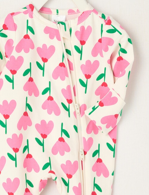 Teeny Weeny Sleep Stretch Cotton Tulip Sleepsuit, White & Pink product photo View 02 L