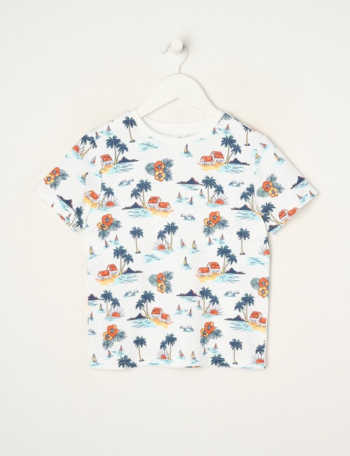 Mac & Ellie All Over Print Hut Short Sleeve Tee, White product photo