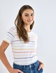 Zest Organic Cotton Multi Stripe Short Sleeve Tee, Ivory product photo