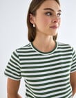Zest Organic Cotton Stripe Short Sleeve Tee, Khaki & White product photo