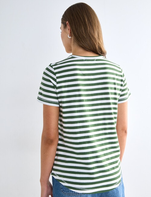 Zest Organic Cotton Stripe Short Sleeve Tee, Khaki & White product photo View 02 L