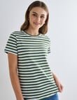 Zest Organic Cotton Stripe Short Sleeve Tee, Khaki & White product photo View 05 S