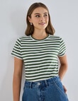 Zest Organic Cotton Stripe Short Sleeve Tee, Khaki & White product photo View 06 S