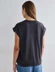 Zest Organic Cotton Roll Sleeve Tee, Washed Black product photo View 02 S