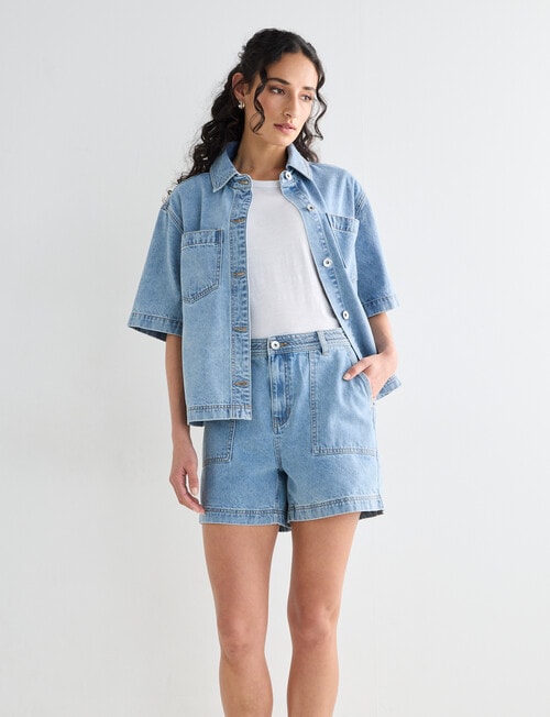 Denim Republic Patch Pocket Short, Light Wash product photo View 05 L