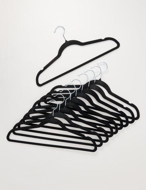 Haven Essentials Ensemble Thin Coat Hanger Flocked Black, Set of 10 product photo View 02 L
