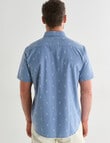 Gasoline Chambray Naples Short Sleeve Shirt, Light Blue product photo View 02 S
