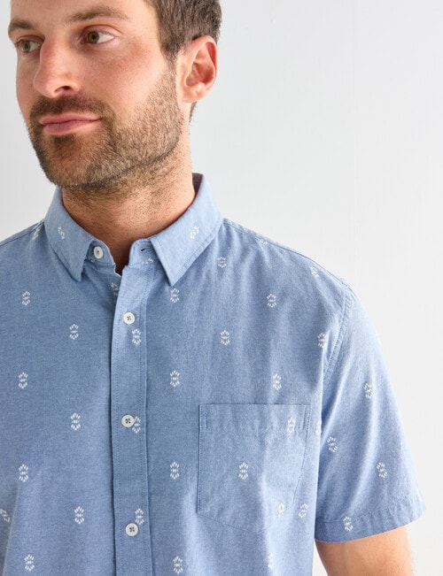 Gasoline Chambray Naples Short Sleeve Shirt, Light Blue product photo View 04 L