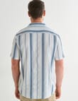 Gasoline Genoa Stripe Short Sleeve Shirt, White product photo View 02 S