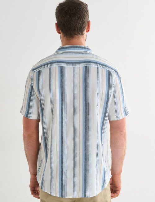 Gasoline Genoa Stripe Short Sleeve Shirt, White product photo View 02 L