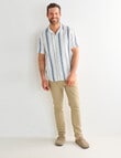 Gasoline Genoa Stripe Short Sleeve Shirt, White product photo View 03 S