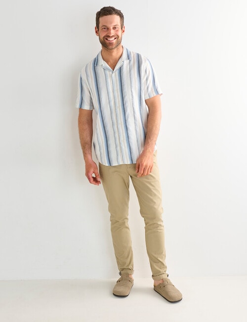 Gasoline Genoa Stripe Short Sleeve Shirt, White product photo View 03 L