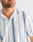 Gasoline Genoa Stripe Short Sleeve Shirt, White product photo View 04 S