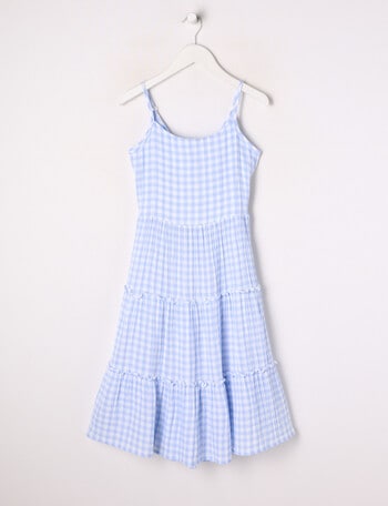 Switch Gingham Tiered Tie Back Dress, Cornflower product photo