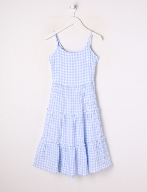 Switch Gingham Tiered Tie Back Dress, Cornflower product photo