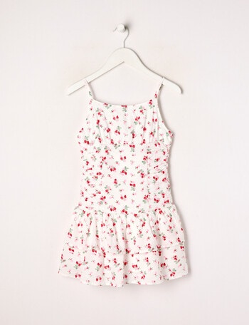 Switch Strawberries Drop Waist Dress, White product photo