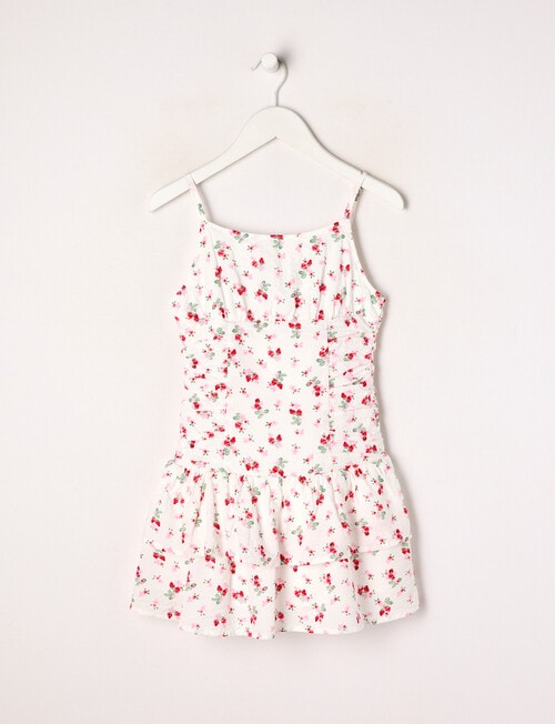Switch Strawberries Drop Waist Dress, White product photo
