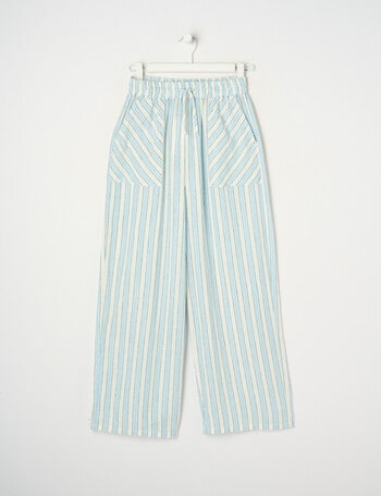 Switch Mia Tie Waist Linen Blend Stripe Pant, Light Blue product photo