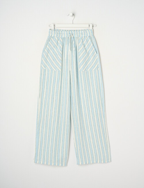 Switch Mia Tie Waist Linen Blend Stripe Pant, Light Blue product photo