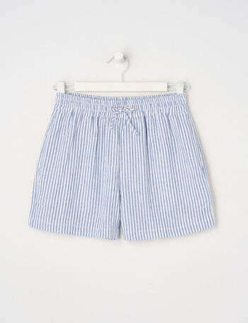 Switch Mia Tie Waist Linen Blend Short, Cornflower Stripe product photo
