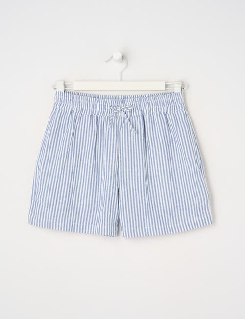 Switch Mia Tie Waist Linen Blend Short, Cornflower Stripe product photo