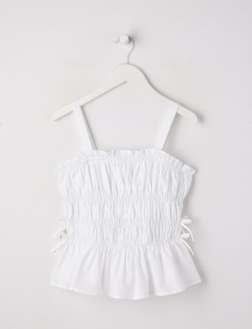 Switch Cotton Shirred Bow Top, White product photo