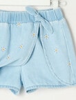 Mac & Ellie Embroidered Daisies Denim Skort, Light Blue product photo View 04 S