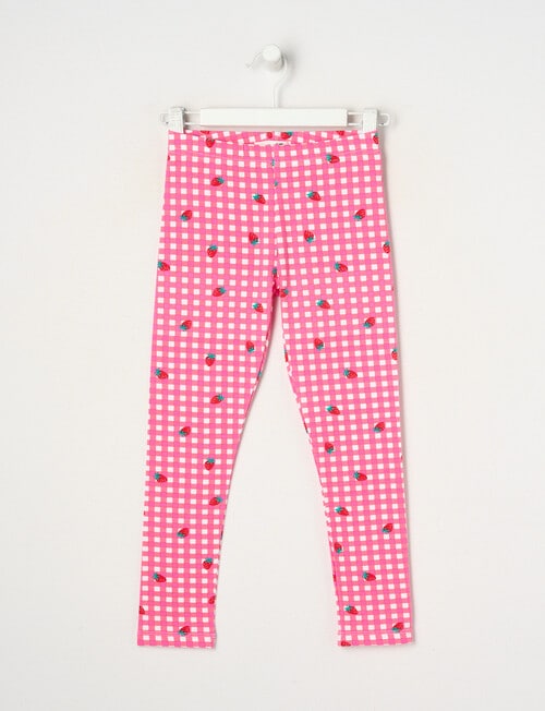 Mac & Ellie Strawberry Gingham Full Length Legging, Pink product photo