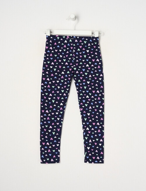 Mac & Ellie Hearts Full Length Legging, Navy product photo