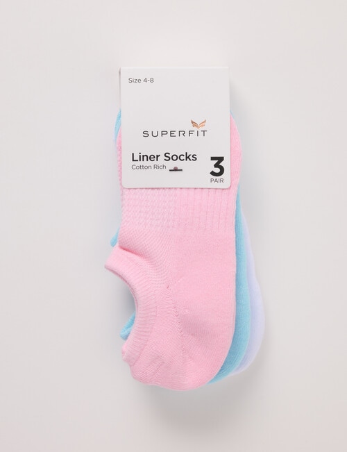 Superfit Mesh Top Liner Socks, 3-Pack, Pink product photo View 02 L
