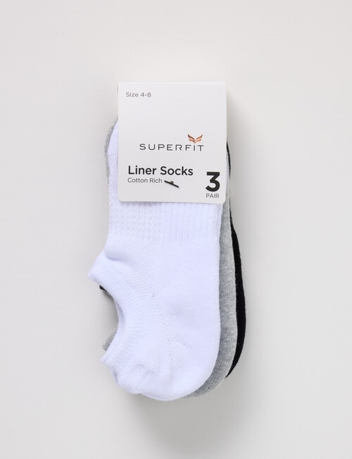 Superfit Mesh Top Liner Socks, 3-Pack, Black product photo View 02 L