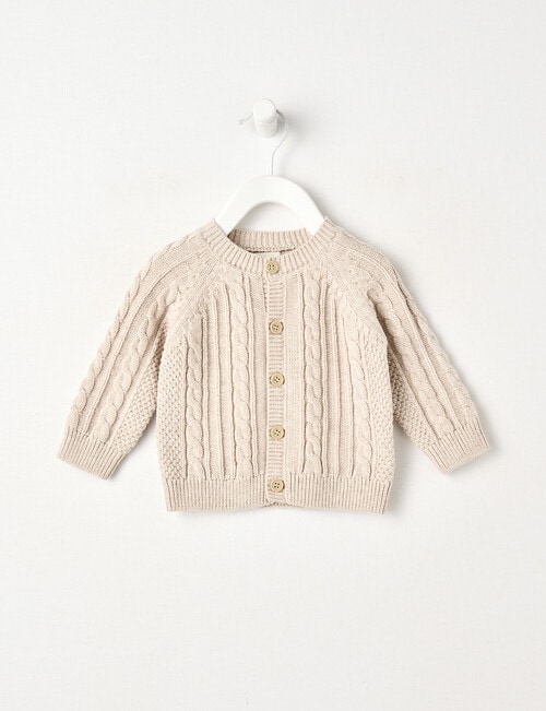 Little Bundle Essentials Knitted Cardigan, Oat Marle product photo